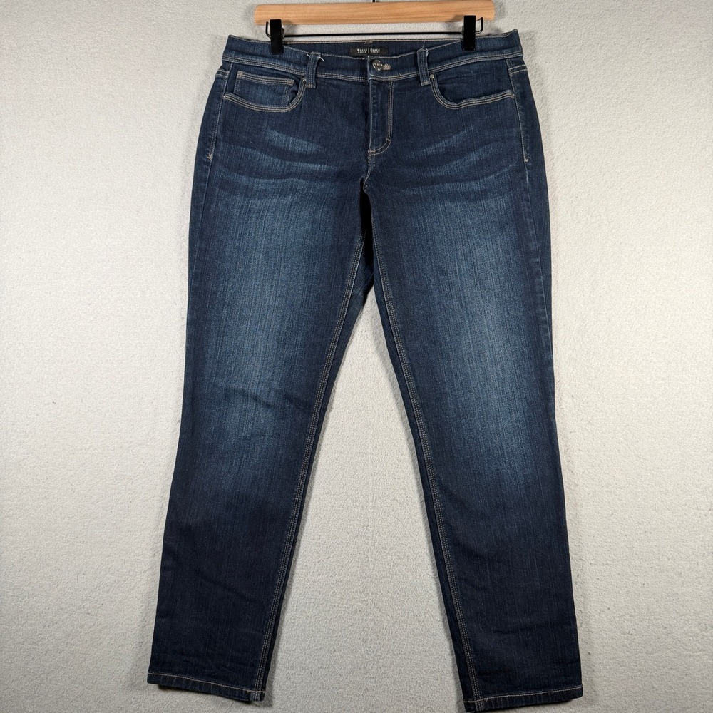 White House Black Market Noir Slim Ankle Jeans Dark Wash Blue Size 12 4500807266